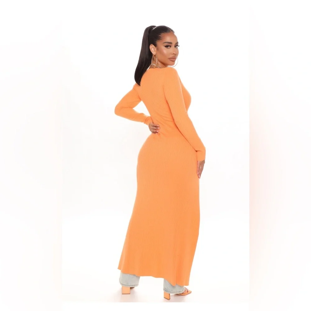 Comfy And Chic Sweater Maxi Top - Orange - Picture 2 of 3